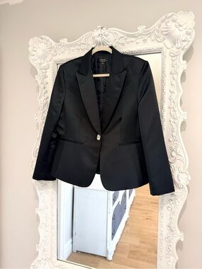 Tahari Arthur S. Levine LUXE Black Satin Dress Cocktail Evening Blazer